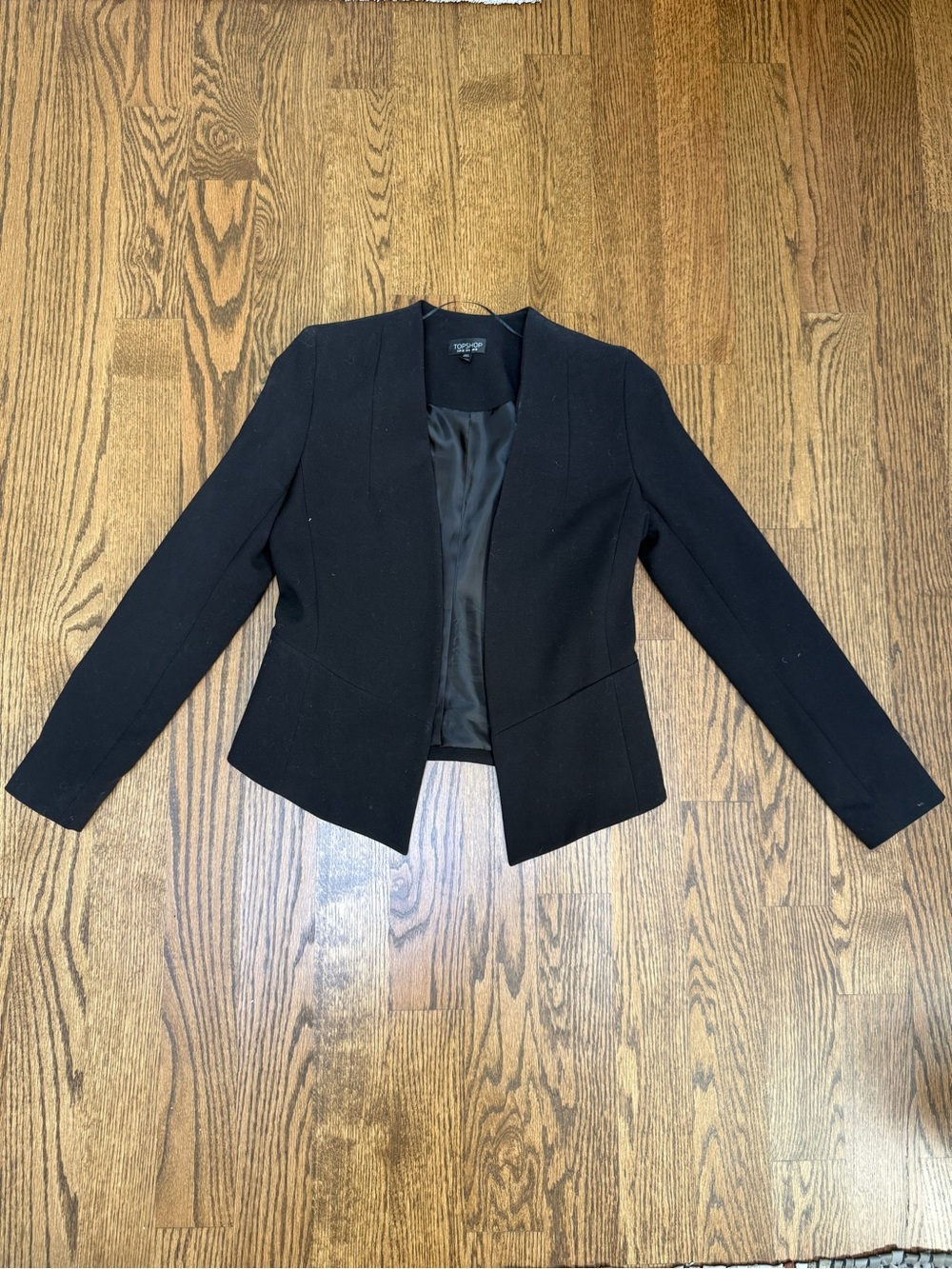 Topshop Women's Black Open-Front Blazer Jacket